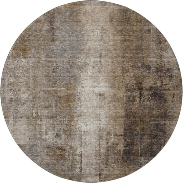 HomeRoots 8' X 10' Washable Abstract Area Rug in Brown, Gray, and Ivory - UV Protected, Stain Resistant Design 709984