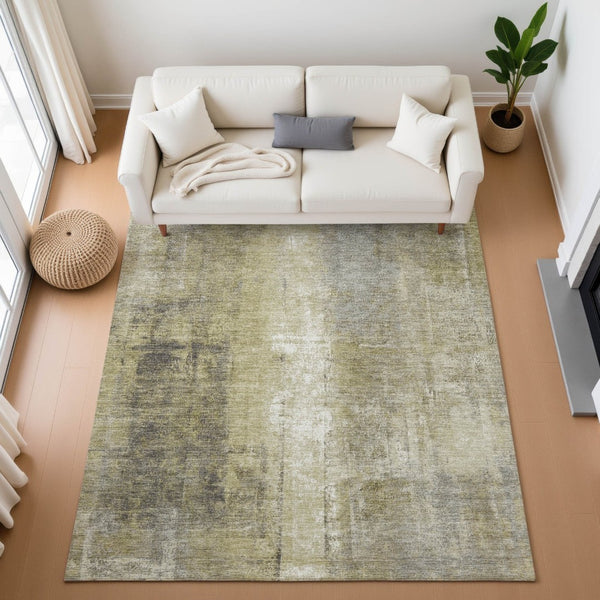 HomeRoots 5' X 8' Abstract Gold, Charcoal & Silver Washable Area Rug – Durable, Stain-Resistant & UV Protected 709988
