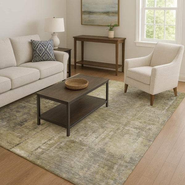 HomeRoots 5' X 8' Abstract Gold, Charcoal & Silver Washable Area Rug – Durable, Stain-Resistant & UV Protected 709988