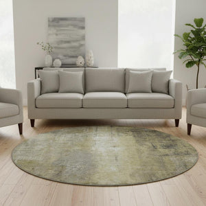 HomeRoots 8' X 10' Gold Charcoal Silver Abstract Washable Area Rug with UV Protection for Modern Homes 709990