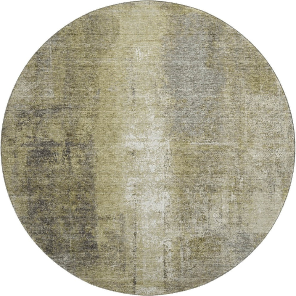HomeRoots 8' X 10' Gold Charcoal Silver Abstract Washable Area Rug with UV Protection for Modern Homes 709990