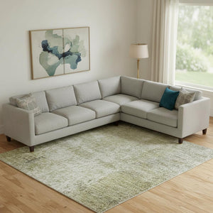 HomeRoots 10' X 14' Gold Charcoal & Silver Abstract Washable Area Rug - UV Protected, Stain-Resistant Design 709992