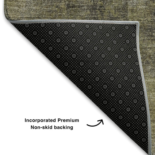 HomeRoots 10' X 14' Gold Charcoal & Silver Abstract Washable Area Rug - UV Protected, Stain-Resistant Design 709992