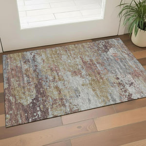 HomeRoots 5' X 8' Navy Blue Charcoal Ivory Abstract Area Rug - Durable, Washable & UV-Protected for Easy Care 709994