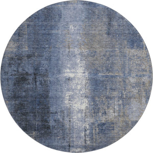 HomeRoots 8' X 10' Stylish Navy Blue, Charcoal & Ivory Abstract Washable Area Rug with UV Protection & Durability 709996