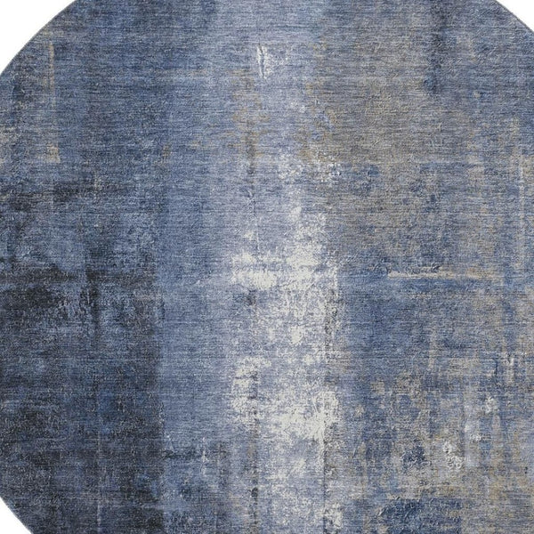 HomeRoots 8' X 10' Stylish Navy Blue, Charcoal & Ivory Abstract Washable Area Rug with UV Protection & Durability 709996