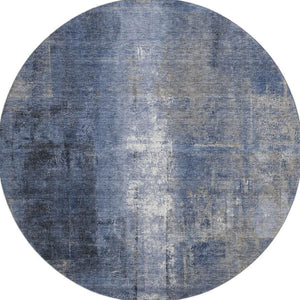 HomeRoots 8' X 10' Stylish Navy Blue, Charcoal & Ivory Abstract Washable Area Rug with UV Protection & Durability 709996