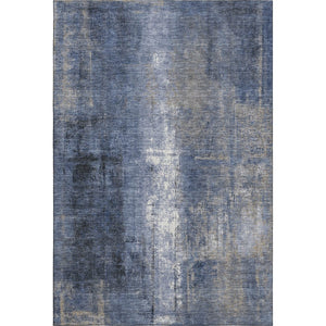 HomeRoots 9' X 12' Navy Blue Abstract Area Rug - Washable, UV-Protected, Stain-Resistant for Modern Homes 709997