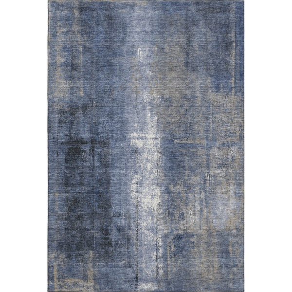 HomeRoots 9' X 12' Navy Blue Abstract Area Rug - Washable, UV-Protected, Stain-Resistant for Modern Homes 709997