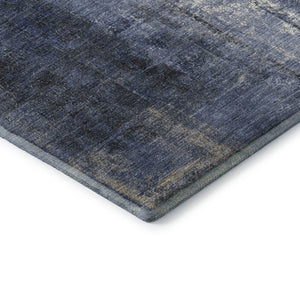HomeRoots 9' X 12' Navy Blue Abstract Area Rug - Washable, UV-Protected, Stain-Resistant for Modern Homes 709997