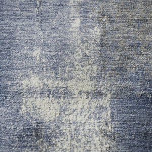 HomeRoots 9' X 12' Navy Blue Abstract Area Rug - Washable, UV-Protected, Stain-Resistant for Modern Homes 709997