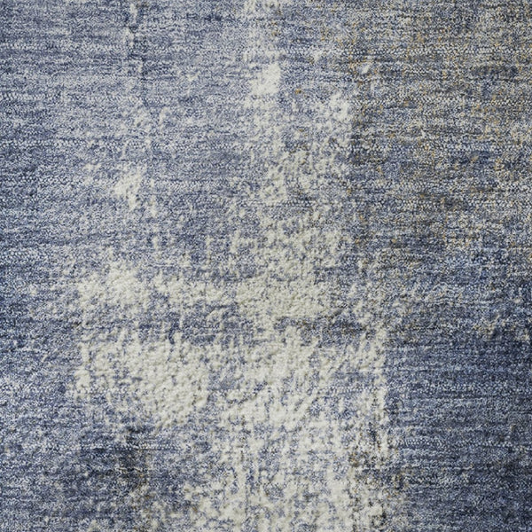 HomeRoots 9' X 12' Navy Blue Abstract Area Rug - Washable, UV-Protected, Stain-Resistant for Modern Homes 709997