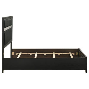 English Elm Annie Glam Full Panel Bed with Padded Black Upholstery and Glitter Accent Trim B062S01600