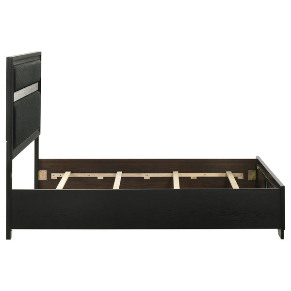 English Elm Annie Glam Full Panel Bed with Padded Black Upholstery and Glitter Accent Trim B062S01600