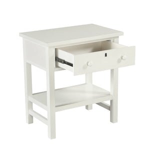 English Elm Finley Rustic 1-Drawer Nightstand with Open Shelf, Distressed Wood Finish, Dovetail Drawer Craftsmanship Antique White B050P376951