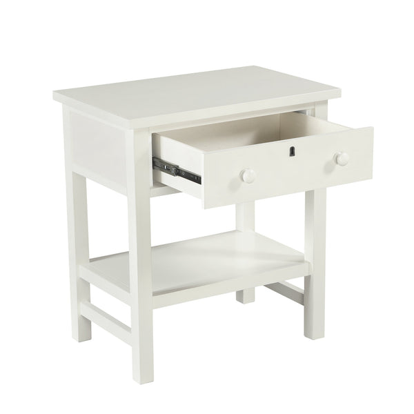 English Elm Finley Rustic 1-Drawer Nightstand with Open Shelf, Distressed Wood Finish, Dovetail Drawer Craftsmanship Antique White B050P376951
