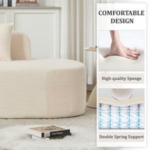 English Elm 110.2'' Plush Boneless Sectional Sofa Ivory — Curved L-Shape Chaise, Deep Memory Foam Comfort, No Assembly W1249S00008