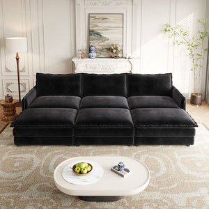 English Elm Corduroy 3-Seater Cloud Sofa With Movable Footrests - Oversized Deep-Seat Recliner For Ultimate Comfort W834S00443