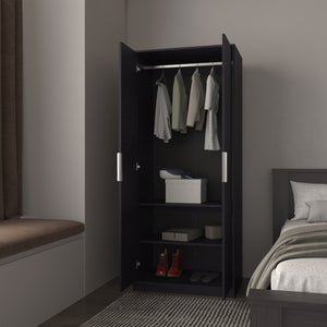 English Elm Trappe Eco Armoire Black — Sleek Engineered Wood Storage with Adjustable Shelves, Reinforced Frame B092P315568