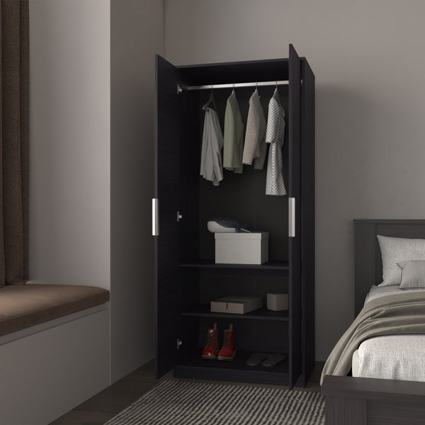 English Elm Trappe Eco Armoire Black — Sleek Engineered Wood Storage with Adjustable Shelves, Reinforced Frame B092P315568