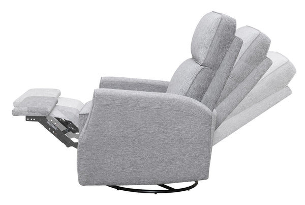 English Elm Wallace & Bay - Gray Swivel Gliding Recliner in Graphite Finish, Transitional Style, Easy-Care Fabric, Compact Comfort B2709P212440