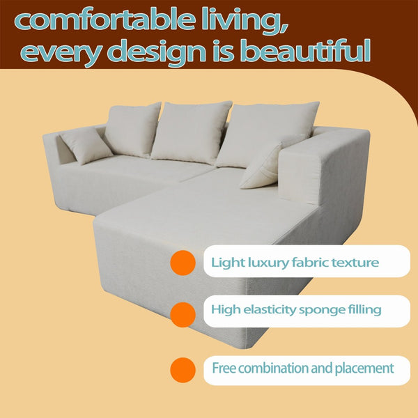 English Elm Combination Modular Linen Sectional Sofa with Memory Sponge Fill for Living Room Use W3064S00004