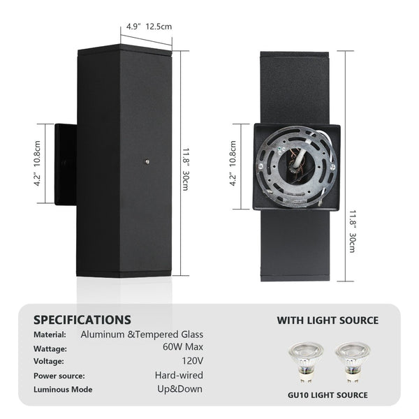 English Elm Outdoor Matte Black Square Sconce Set with Dusk to Dawn Sensor for Porch or Garage W1340P449839