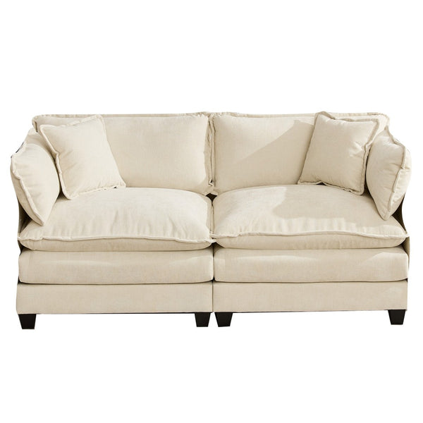 English Elm Cloud Modular Sofa Two Seat Chenille Upholstered Couch for Living Room Lounge Beige W1143P310491