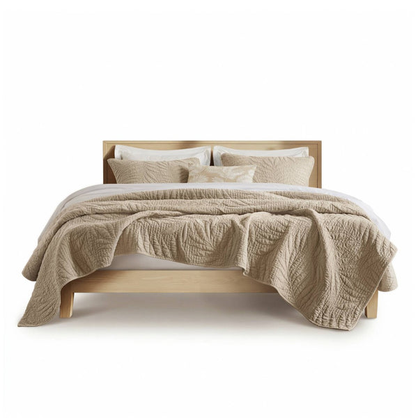 English Elm Full/queen Garment Washed Cotton Quilt Set Soft Neutral Farmhouse Bedroom Bedding Linen B035P496594