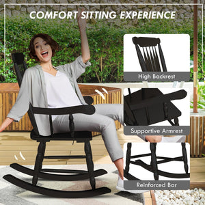 English Elm Outsunny Outdoor Rocking Chairs Set Of 2 - Classic Black Wood Rockers For Patios, Gardens & Balconies W2225P217107-GIGA