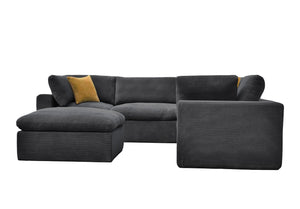 English Elm Coffee Bean Basket Weave Modular Sectional Foam Compressed with Toss Pillows Included Dark Gray B2748S00080