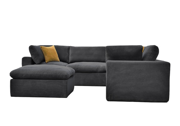 English Elm Coffee Bean Basket Weave Modular Sectional Foam Compressed with Toss Pillows Included Dark Gray B2748S00080