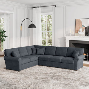 English Elm Marston Corduroy L-shape Sectional Sofa Deep Seating Six Seat Modern Living Room B127S00004