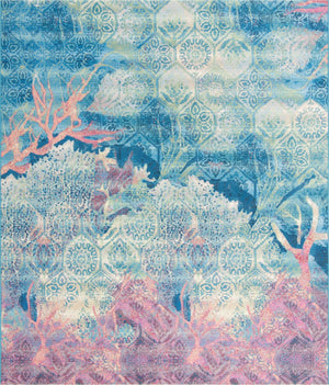 Unique Loom Outdoor Coastal Edgartown Machine Made Floral / Botanical Rug Multi, Blue/Ivory/Light Blue/Navy Blue/Pink/Beige 10' 0" x 12' 2"