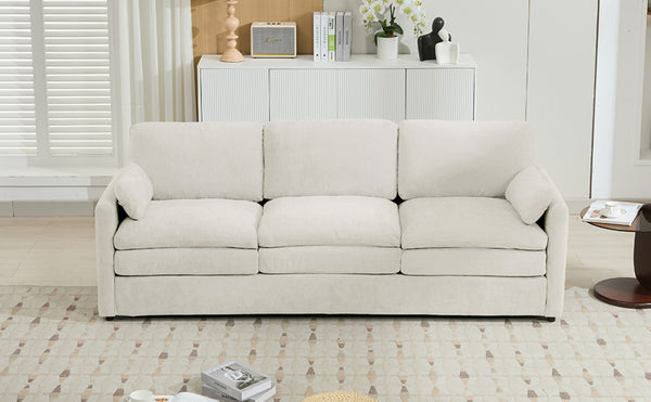 English Elm 101.2" Modular Chenille Sectional Sofa with Tufted Cushions and Deep Seating for Living Room Beige N719S001922A