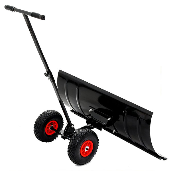 English Elm 30" Carbon Steel Snow Pusher with Wheeled Frame and Adjustable Ergonomic Handle W1422P362635