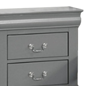 English Elm Ryla Solid Wood Two Drawer Nightstand with Dovetail Joinery and Bracket Feet in Matte Black Gray B056P416912