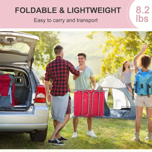 English Elm Outsunny Folding Chaise Lounge Chair - Breathable Mesh, Adjustable Recline, Lightweight & Stylish Pink W2225P249607-GIGA