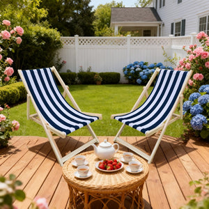 English Elm Populus Wood Sling Folding Chaise Lounge Set of Two for Outdoor Poolside Patio W2297P419341