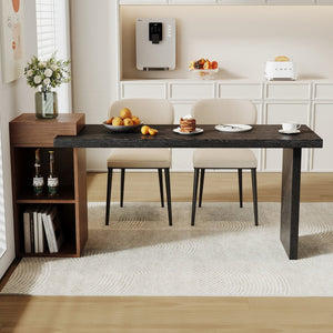 English Elm Modern Wood Grain Console Table with Two Tier Shelving for Entryway or Living Room Black,Walnut W3875S00031
