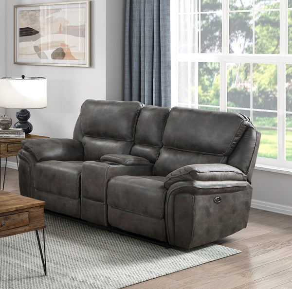 English Elm Plush Power Reclining Sofa Set 3 Piece Microfiber Living Room Usb Charging Suite Gray B011S01288
