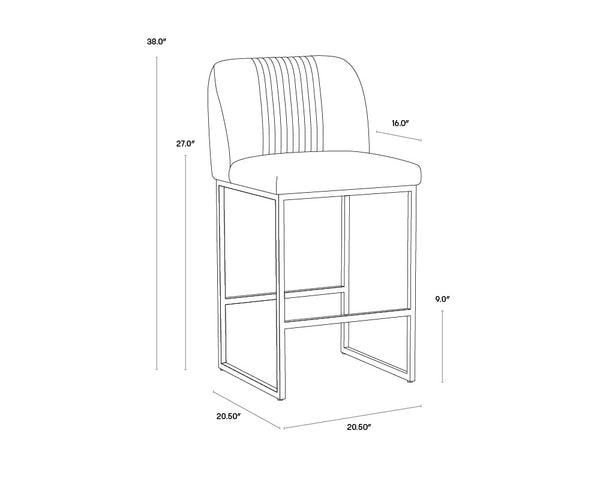 Sunpan Nevin Modern Counter Stool - Stylish Comfort with Antique Brass Legs, Perfect for Any Space Shadow Grey