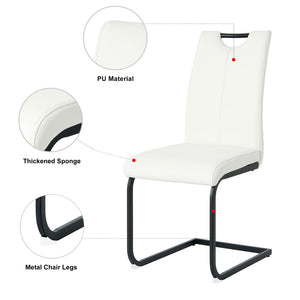 English Elm Modern White Pu Leather Dining Chairs with Black Metal Legs Ergonomic Set of 2 White Pu W210P199091