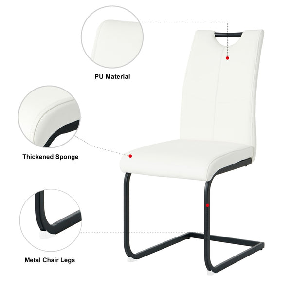 English Elm Modern White Pu Leather Dining Chairs with Black Metal Legs Ergonomic Set of 2 White Pu W210P199091