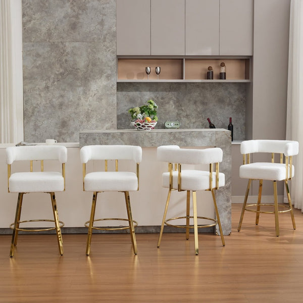 English Elm Ts Teddy Fleece Accent Chair Set of Two with Gold Square Legs for Glam Modern Spaces White W2311P412751