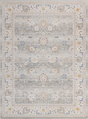 Unique Loom Whitney Bordeaux Machine Made Floral / Botanical Rug Cloud Gray, Blue/Gold/Ivory/Light Blue 9' 0" x 12' 0"
