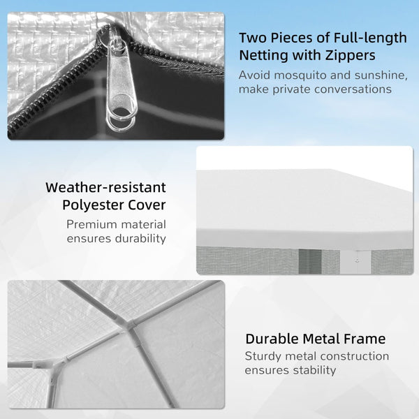 English Elm Outsunny 10' X 28' Party Tent Canopy With Mesh Sidewalls, Zipper Doors & Steel Frame For Events W2225P174249-GIGA