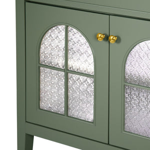 English Elm 35.6" Freestanding Bathroom Vanity with Roman Column Base and Ceramic Integrated Sink Green W1801S00014