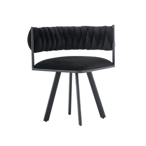 English Elm 9-piece Square Dining Set Velvet Upholstered Chairs Two-tone Tabletop Seats 8 Black,White,Wood W3875S00150