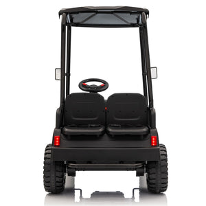 English Elm 24v Kids Electric Ride on Truck Four Seat All Wheel Drive Spring Suspension Sunshade Black W1578P381262